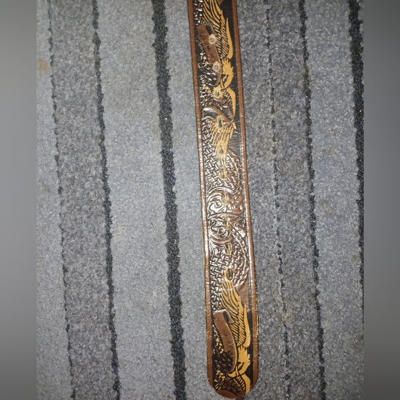 NWOT WESTERN LEATHER EAGLE DWTAILED BELT WITH MATCHING EAGLE BUCKLE SZ.36 - Picture 3 of 5